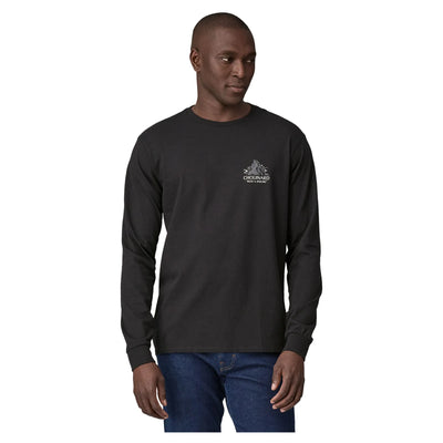 Patagonia Men's Long Sleeved Chouinard Crest Pocket Responsibili-Tee - Black - Buy online today at Down the Line Surf. International shipping available.