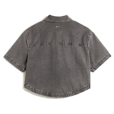 Vans Natalie Denim Boxy Button Up Shirt - Grey Wash - Buy online today at Down the Line Surf. International shipping available.