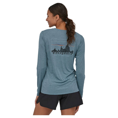 Patagonia Women's Long Sleeved Capilene Cool Daily Graphic Shirt - 73 Skyline: Light Plume Grey X-Dye - Buy online today at Down the Line Surf. International shipping available.