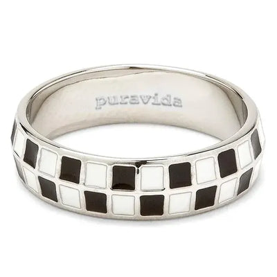 Pura Vida Checkerboard Ring - Silver - Buy online today at Down the Line Surf. International shipping available.