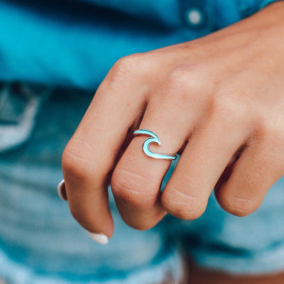 Pura Vida Enamel Wave Ring - Silver - Buy online today at Down the Line Surf. International shipping available.