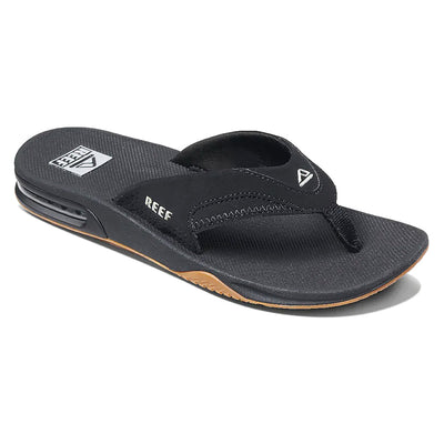 Reef Men's Fanning Flip Flops- Black / Silver - Buy online today at Down the Line Surf. International shipping available.