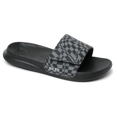 Reef Kids Salty Slide Sandals - Black Swell Checker - Buy online today at Down the Line Surf. International shipping available.