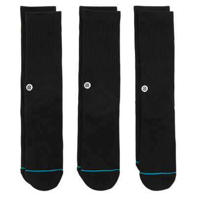 Stance Socks Icon Black 3 Pack - Buy online today at Down the Line Surf. International shipping available.