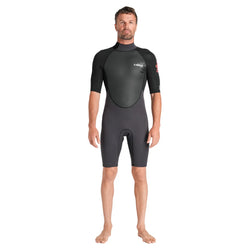 C-Skins Men's Element 3/2mm Shorty Back Zip Wetsuit - Anthracite/Black/Neon Flare - Buy online today at Down the Line Surf. International shipping available.