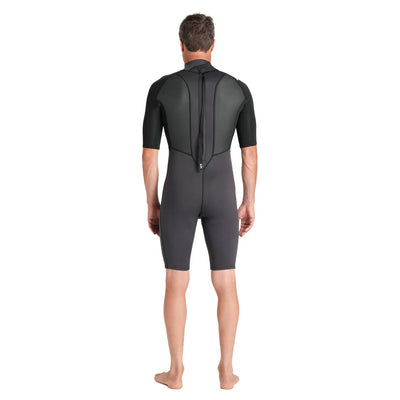 C-Skins Men's Element 3/2mm Shorty Back Zip Wetsuit - Anthracite/Black/Neon Flare - Buy online today at Down the Line Surf. International shipping available.