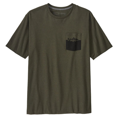 Patagonia Men's Wild Waterline Pocket Responsibili-Tee - Basin Green - Buy online today at Down the Line Surf. International shipping available.