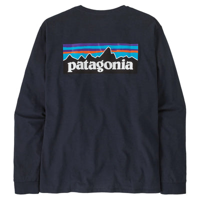 Patagonia Men's Long Sleeve P-6 Logo Responsibili-Tee - New Navy - Buy online today at Down the Line Surf. International shipping available.