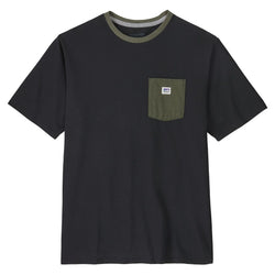 Patagonia Shop Sticker Unisex Pocket Responsibili-Tee - Black/Basin Green - Buy online today at Down the Line Surf. International shipping available.
