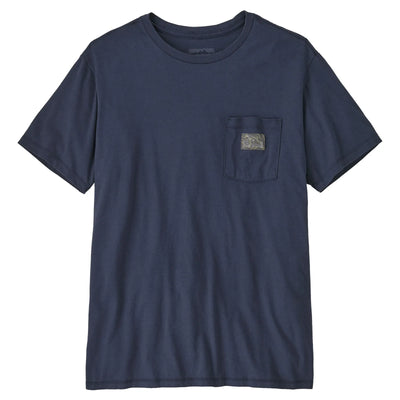 Patagonia Flying Fish Tides Organic Pocket T-Shirt - New Navy - Buy online today at Down the Line Surf. International shipping available.