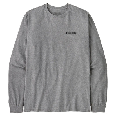 Patagonia Men's Long Sleeve P-6 Logo Responsibili-Tee - Gravel Heather - Buy online today at Down the Line Surf. International shipping available.