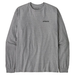 Patagonia Men's Long Sleeve P-6 Logo Responsibili-Tee - Gravel Heather - Buy online today at Down the Line Surf. International shipping available.