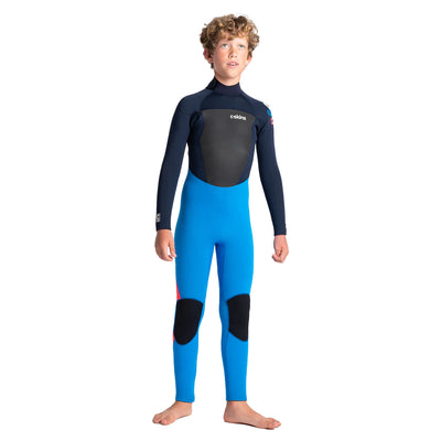 C-Skins Junior Legend 4/3mm Back Zip Wetsuit - Cyan/Slate/Multi - Buy online today at Down the Line Surf. International shipping available.