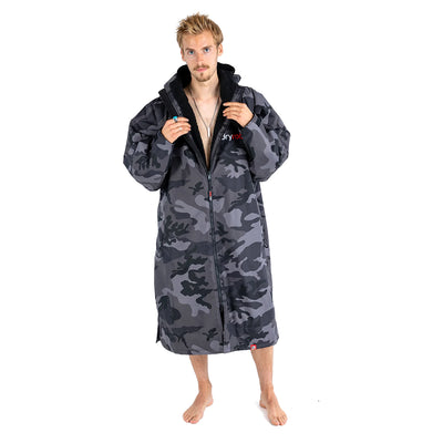 Dryrobe Advance Long Sleeve Changing Robe - Black Camo/Black - Buy online today at Down the Line Surf. International shipping available.