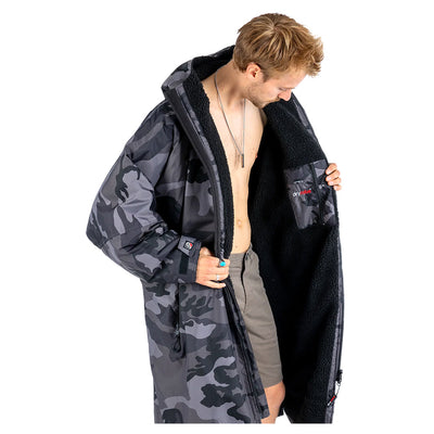 Dryrobe Advance Long Sleeve Changing Robe - Black Camo/Black - Buy online today at Down the Line Surf. International shipping available.