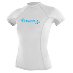 O'Neill Women's Basic Skins Short Sleeve Rash Vest - White - Buy online today at Down the Line Surf. International shipping available.