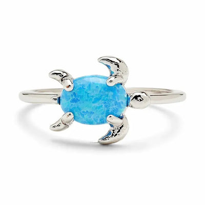 Pura Vida Opal Sea Turtle Ring - Silver - Buy online today at Down the Line Surf. International shipping available.