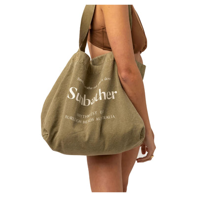 Rhythm Sunbather Tote Bag - Washed Olive - Buy online today at Down the Line Surf. International shipping available.