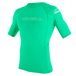 O'Neill Youth Basic Skins 50+ Short Sleeve Rash Vest - Aqua - Buy online today at Down the Line Surf. International shipping available.