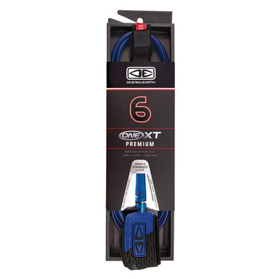 Ocean And Earth Premium One-XT Leash - 6ft Black/Blue - Buy online today at Down the Line Surf. International shipping available.