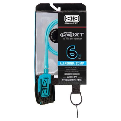 Ocean And Earth All Round Comp One-XT Leash - 6ft Aqua - Buy online today at Down the Line Surf. International shipping available.