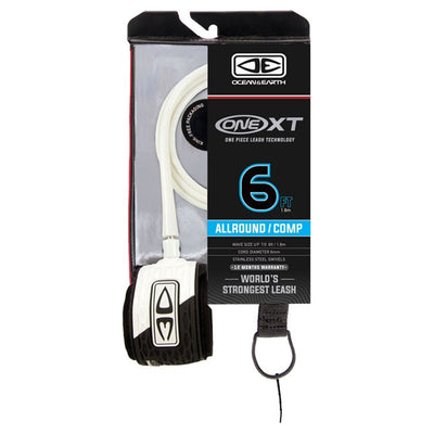Ocean And Earth All Round Comp One-XT Leash - 6ft White - Buy online today at Down the Line Surf. International shipping available.