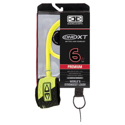 Ocean And Earth Premium One-XT Leash - 6ft Yellow - Buy online today at Down the Line Surf. International shipping available.