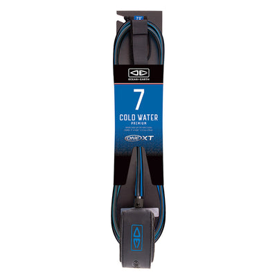 Ocean & Earth One-XT Cold Water 7ft Leash - Black/Blue - Buy online today at Down the Line Surf. International shipping available.