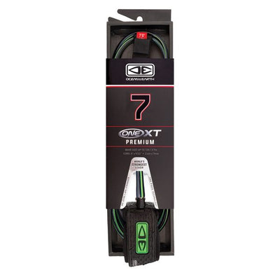 Ocean And Earth Premium One-XT Leash - 7ft Black/Lime - Buy online today at Down the Line Surf. International shipping available.