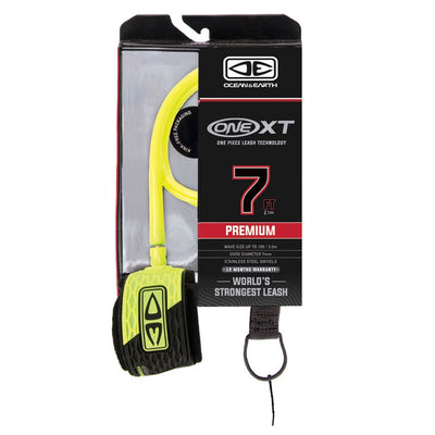 Ocean And Earth Premium One-XT Leash - 7ft Yellow - Buy online today at Down the Line Surf. International shipping available.