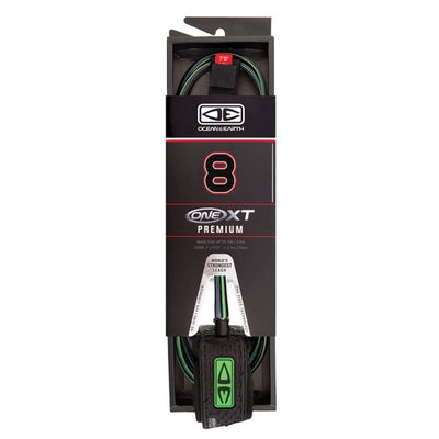 Ocean And Earth Premium One-XT Leash - 8ft Black/Lime - Buy online today at Down the Line Surf. International shipping available.