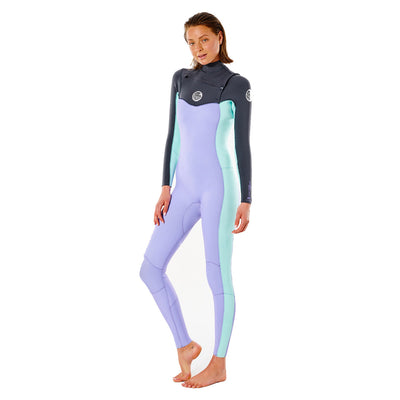 Rip Curl Women's Dawn Patrol 4/3mm Chest Zip Wetsuit - Purple - Buy online today at Down the Line Surf. International shipping available.
