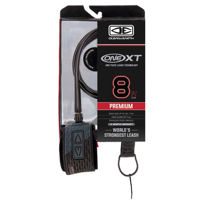 Ocean And Earth Premium One-XT Leash - 8ft Black - Buy online today at Down the Line Surf. International shipping available.