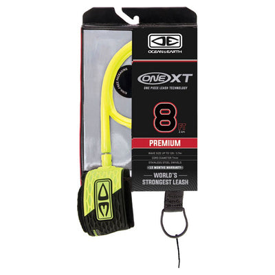 Ocean And Earth Premium One-XT Leash - 8ft Yellow - Buy online today at Down the Line Surf. International shipping available.