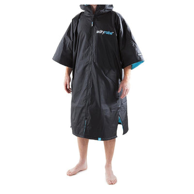 Dryrobe Advance Short Sleeve Changing Robe - Large - Black/Blue - Buy online today at Down the Line Surf. International shipping available.