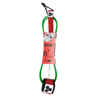 Channel Islands Bobby Martinez Standard Leash (6ft - Red/White/Green) - Buy online today at Down the Line Surf. International shipping available.