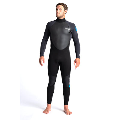 C-Skins Element 3/2mm Back Zip Wetsuit - Black/Anthracite/Cyan - Buy online today at Down the Line Surf. International shipping available.