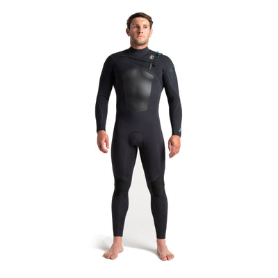 C-Skins Rewired 4/3mm Chest Zip Wetsuit - Anthracite/Black/Cyan - Buy online today at Down the Line Surf. International shipping available.