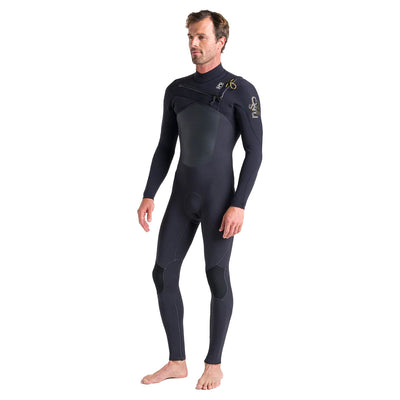 C-Skins Rewired 4/3mm Chest Zip Wetsuit - Anthracite/Black/Saffron - Buy online today at Down the Line Surf. International shipping available.