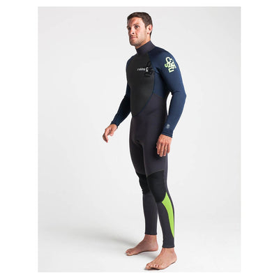 C-Skins Men's Element 3/2mm Back Zip Wetsuit - Anthracite/Blue Stone/Lime - Buy online today at Down the Line Surf. International shipping available.