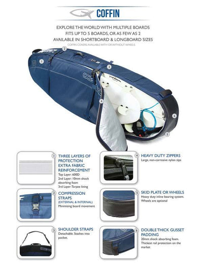 Ocean & Earth Quad Coffin Shortboard Bag - 8'0" - Buy online today at Down the Line Surf. International shipping available.