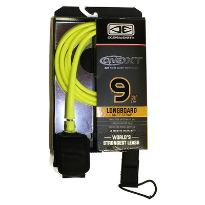 Ocean And Earth Premium One-XT Longboard Knee Leash - 9ft Yellow - Buy online today at Down the Line Surf. International shipping available.