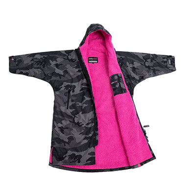 Dryrobe Advance Long Sleeve Changing Robe - Black Camo/Pink - Buy online today at Down the Line Surf. International shipping available.