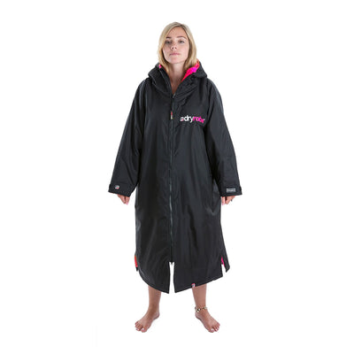 Dryrobe Advance Long Sleeve Changing Robe - Black/Pink - Buy online today at Down the Line Surf. International shipping available.