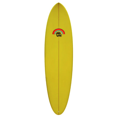 DTL Surf Co. Old Fella Surfboard - Yellow Spray/Red Rainbow - Buy online today at Down the Line Surf. International shipping available.