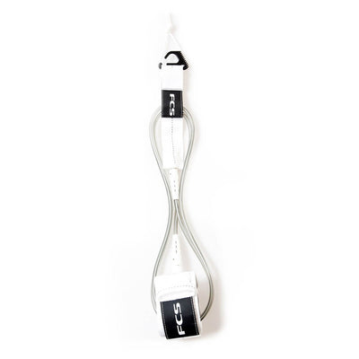 FCS 8ft Regular Leash - White - Buy online today at Down the Line Surf. International shipping available.