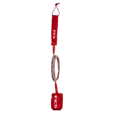 FCS 8ft Regular Leash - Red - Buy online today at Down the Line Surf. International shipping available.
