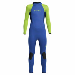 Xcel Kids Axis 4/3mm Back Zip Wetsuit - Faint Blue/Lime - Buy online today at Down the Line Surf. International shipping available.