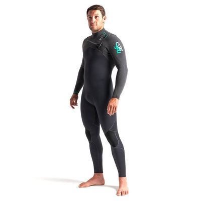 C-Skins Rewired 4/3mm Chest Zip Wetsuit - Anthracite/Charcoal/Green - Buy online today at Down the Line Surf. International shipping available.