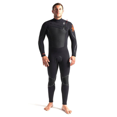 C-Skins Wired 5/4mm Chest Zip Wetsuit - Black Diamond/Warm Red - Buy online today at Down the Line Surf. International shipping available.